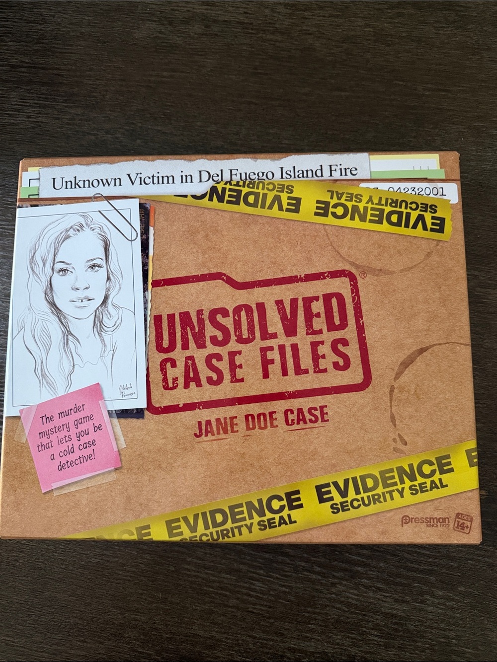 Unsolved Case Files - Jane Doe Case Board Game (Brown, Yellow, Red)